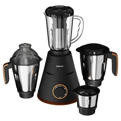 Bajaj Ninja Series Virtue 4 Jars Mixer Grinder with 750 Watts, Overload Protection, Non-Slip Feet (Black)