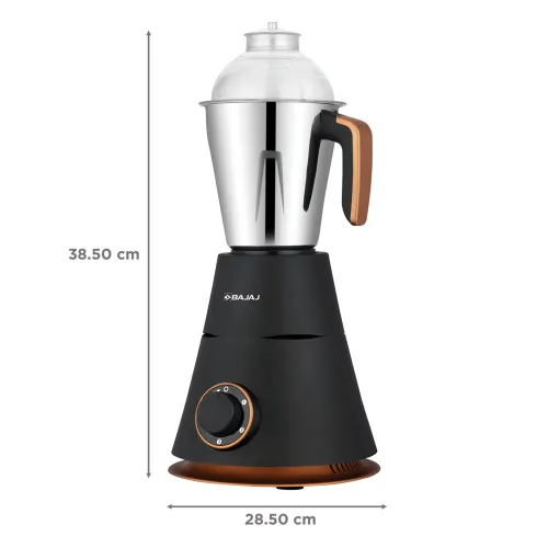Bajaj Ninja Series Virtue 4 Jars Mixer Grinder with 750 Watts, Overload Protection, Non-Slip Feet (Black)