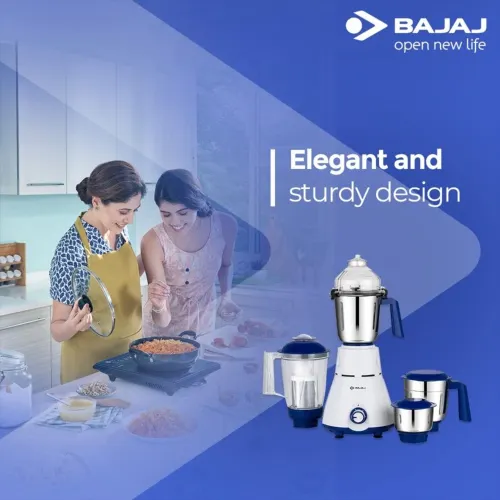 Bajaj Ninja Series Virtue 4 Jars Mixer Grinder with 750 Watts, Overload Protection, Non-Slip Feet (Black) 5 Bajaj Ninja Series Virtue 4 Jars Mixer Grinder with 750 Watts, Overload Protection, Non-Slip Feet (Black)