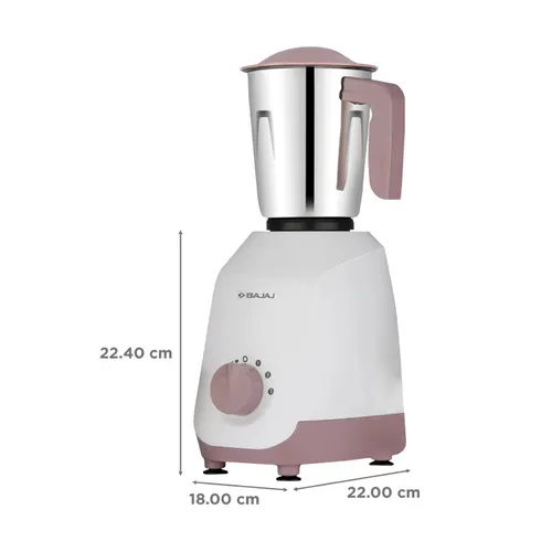 Bajaj Ninja Series Gracio Lilac 500 Watts Mixer Grinder with 3 Jars, 20000 RPM, 4 Speed Setting (GRACIO500WLILAC)