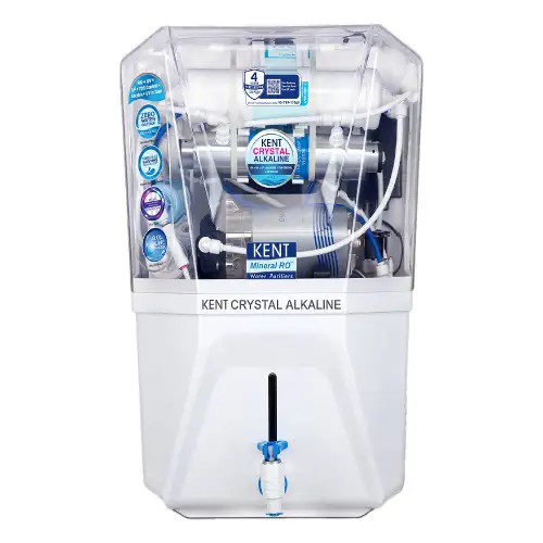 Kent Crystal Alkaline Next Generation RO+UF+ALKALINE+UV Water Purifier with Zero Water Wastage Technology, UV LED Light in Storage Tank
