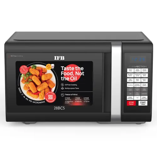 IFB 28 Litres Convection Microwave | Auto Cook Menus | Keep Warm Function | Oil Free Cooking | Deodorizer | Multi-Stage Cooking (28BC5, Black)