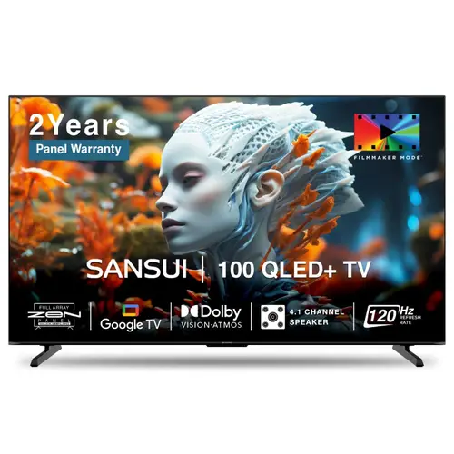 Sansui 254 cm (100 inches) 4K Ultra HD QLED Smart Google TV with Dolby Atmos & Dolby Vision, HDR10+, Game Mode (JSW100GSQLEDFF)