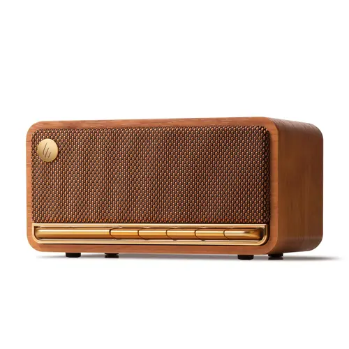 Edifier MP230 Tabletop Bluetooth Speaker with Long Battery Life, Bluetooth 5.0, Wooden Enclosure, Retro Buttons, Class-D Amplifier (Brown)
