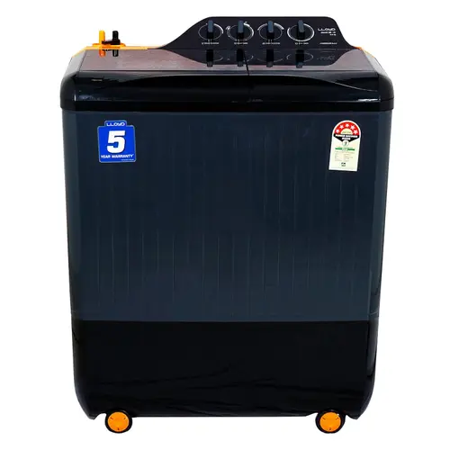 Lloyd 9 KG 5 Star Semi Automatic Top Load Washing Machine | 5 Wash Programs | Special Detergent Mix (GLWMS90HVGEX, Grey with Vibrant Orange)