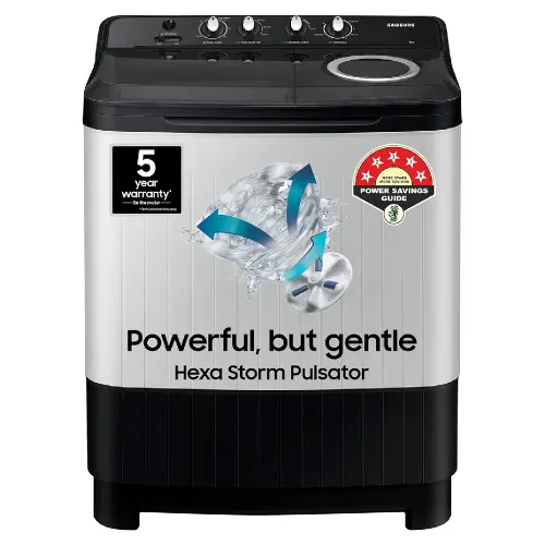 Samsung 8 KG 5 Star Semi Automatic Top Load Washing Machine | Air Turbo Drying | Dual Magic Filter | Rust Proof Body (WT80C4200GG/TL, Dark Gray)
