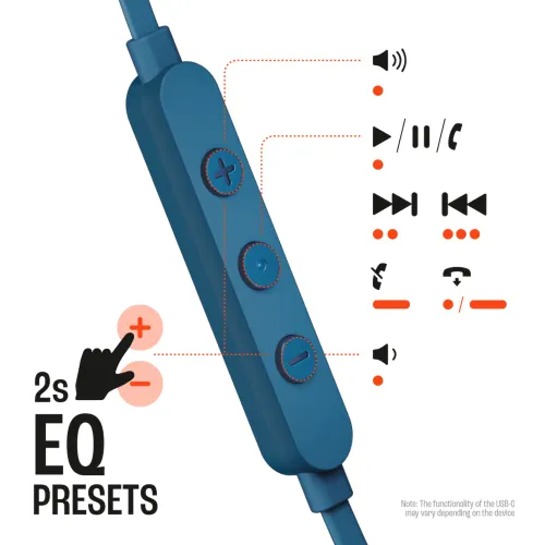 JBL Tune 310C USB Earphone with EQ Presets Control, Tangle-Free Flat Cable, 3 Button Remote with Microphone (Blue) 2 JBL Tune 310C USB Earphone with EQ Presets Control, Tangle-Free Flat Cable, 3 Button Remote with Microphone (Blue)