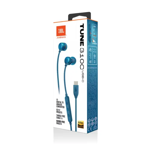 JBL Tune 310C USB Earphone with EQ Presets Control, Tangle-Free Flat Cable, 3 Button Remote with Microphone (Blue) 9 JBL Tune 310C USB Earphone with EQ Presets Control, Tangle-Free Flat Cable, 3 Button Remote with Microphone (Blue)