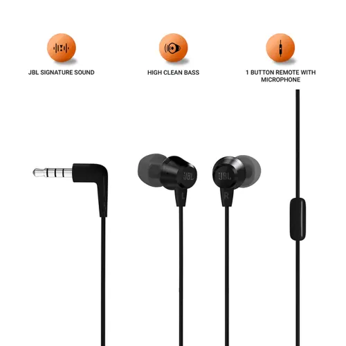 JBL T50HI Earphones with Mic (Black)