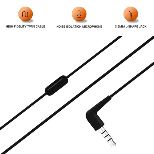 JBL T50HI Earphones with Mic (Black)