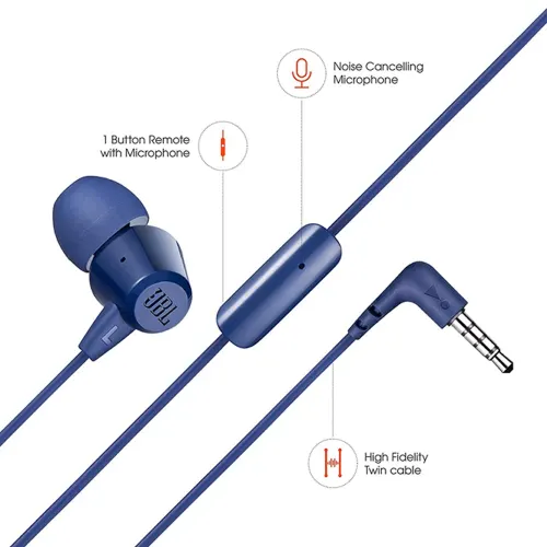 JBL T50HI Earphones with Mic (Blue) 3 JBL T50HI Earphones with Mic (Blue)