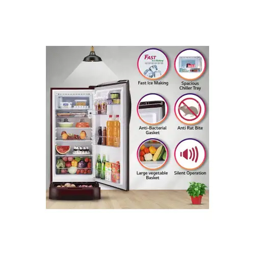 LG 201 Litres 5 Star Direct Cool Single Door Refrigerator with Antibacterial Gasket (Scarlet Euphoria) 13 LG 201 Litres 5 Star Direct Cool Single Door Refrigerator with Antibacterial Gasket (Scarlet Euphoria)