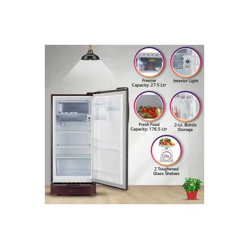 LG 201 Litres 5 Star Direct Cool Single Door Refrigerator with Antibacterial Gasket (Scarlet Euphoria) 14 LG 201 Litres 5 Star Direct Cool Single Door Refrigerator with Antibacterial Gasket (Scarlet Euphoria)