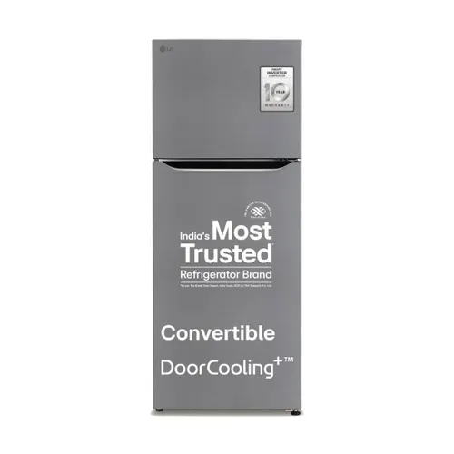 LG 446 Litres 1 Star Double Door Frost Free Refrigerator with Door Cooling+, Convertible, Smart Diagnosis, Toughened Glass Shelf (GL-T502CPZR)
