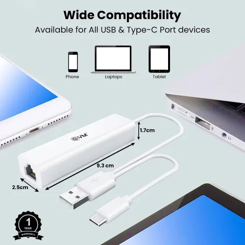 EVM H2 USB 2.0 + RJ 45 HUB with Ethernet Adapter with 100 MBPS Speed, Suitable for Laptop, Tablet & Mobiles (White) 6 EVM H2 USB 2.0 + RJ 45 HUB with Ethernet Adapter with 100 MBPS Speed, Suitable for Laptop, Tablet & Mobiles (White)