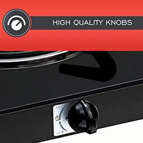 Elica 662 CT Vetro 1J Cooktop with Manual Ignition, Toughened Glass Top, 2 Brass Burners, High Quality Knob (Black)