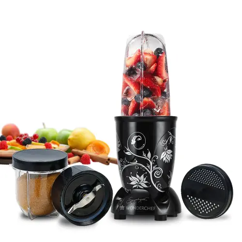 Wonderchef Nutri-Blend Full Copper Motor Mixer Grinder with 400 Watts, 22000 RPM, Stainless Steel Blades, 2 Unbreakable Jars (Black)