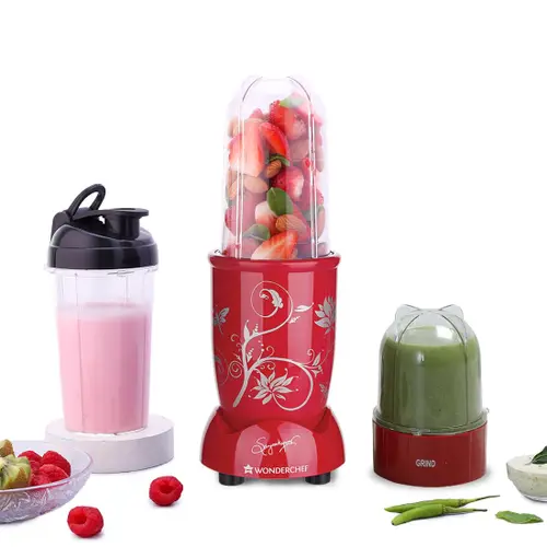 Wonderchef Nutri-Blend Full Copper Motor Mixer Grinder with 400 Watts, 22000 RPM, Stainless Steel Blades, 2 Unbreakable Jars (Red)