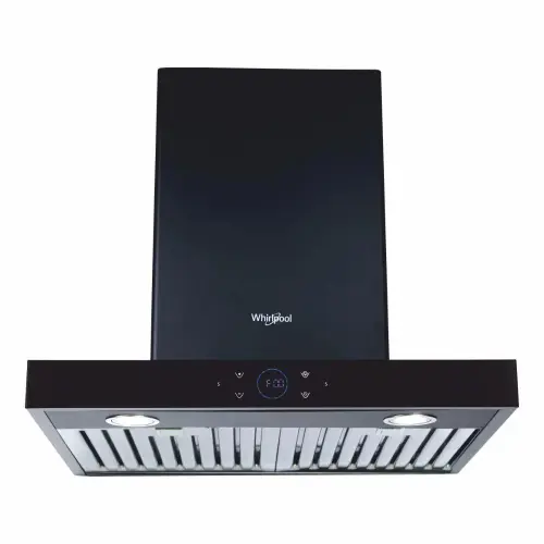Whirlpool 60 cm Wall Mounted Chimney/Hood with Baffle Filter, Motion Sensor, Capacitive Touch Control, LED Lamps (Black)