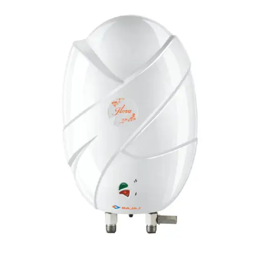 Bajaj Flora Water Heater with Thermoplastic Outer Body, 3 Litres, 4.5 KW, Fire Retardant Cable, ISI Certification, Neon Indicator, Elegant Body Shell