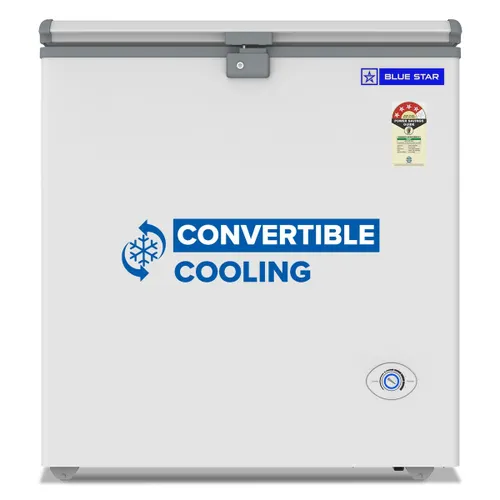 Blue Star 161 Litres 4 Star Single Door Convertible Deep Freezer with Multi Angle Hinge, Anti-Bacterial Gasket (CF4-180NEYW, White)