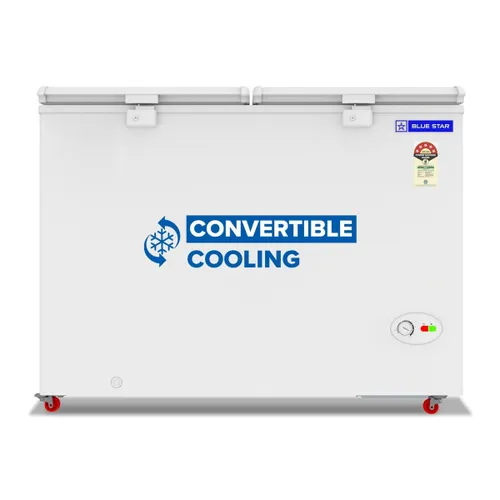 Blue Star 310 Litres 5 Star Double Door Convertible Deep Freezer with Multi Angle Hinge, Anti-Bacterial Gasket (CF5-330NEYW/NPYW, White)