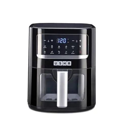 Usha ichef Smart Air Fryer with Touch Panel, 4.5 Litres,  Illuminated chamber, Turbo Air Circulation, Non Stick Coating (40065ICHEFSAF41N)