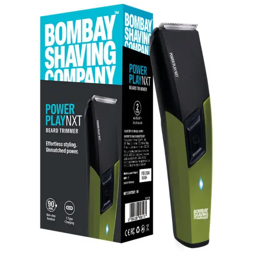 Bombay Shaving Company Power Play Nxt Beard Trimmer with 6 comb attachments, 90 Min Runtime (Green)