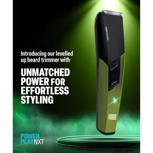 Bombay Shaving Company Power Play Nxt Beard Trimmer with 6 comb attachments, 90 Min Runtime (Green)