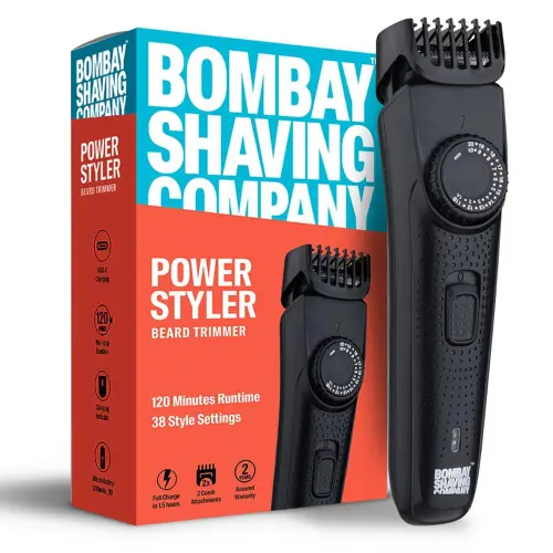 Bombay Shaving Company Power Styler Beard Trimmer with 38 Length Settings, 120 Min Runtime (Black)
