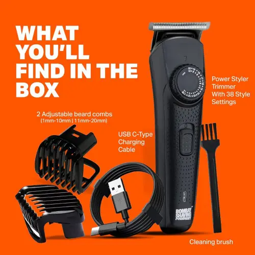 Bombay Shaving Company Power Styler Beard Trimmer with 38 Length Settings, 120 Min Runtime (Black)