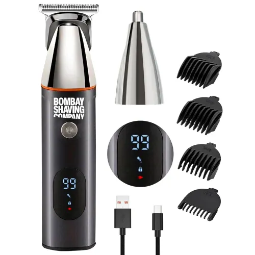 Bombay Shaving Company Premium Multi Grooming Trimmer with Multi Styling Rotary Comb, 90 Min Runtime (Silver)