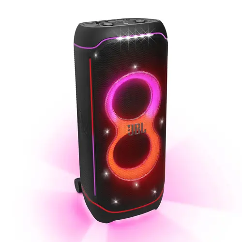 JBL Partybox Ultimate with Dynamic Lightshow, Party Pad, Dual Mic with Guitar Inputs, Pro Sound, Ipx4 Splashproof, (Black) - Multimedia