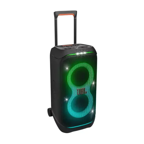 JBL PartyBox Stage 320 with Upto 18 hours of play time, JBL PartyBox App, Dual Mic & Guitar Inputs, AI Sound Boost, Sturdy Wheels (Black)