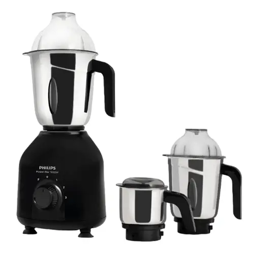 Philips 1000 Watt 3 Jars Mixer Grinder with QuickCool Ventilation Technology, Stainless Steel & Leak Proof Jars (HL7713/02, Black)