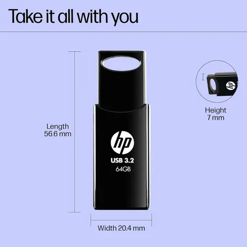 HP 712w 64GB USB 3.2 Flash Drive - Black (7Z375AA) 5 HP 712w 64GB USB 3.2 Flash Drive - Black (7Z375AA)
