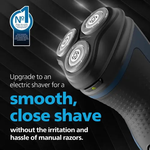 Philips 1000 Series Shaver with 27 Self Sharpening Blades, 3D Floating Heads, Blue (S1151/03)