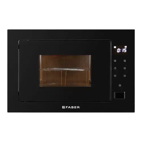 Faber 25 Liters Built in Microwave with Electronic Push Button Control, Black Finish, 8 Auto Cook Menus (Black)