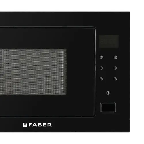 Faber 25 Liters Built in Microwave with Electronic Push Button Control, Black Finish, 8 Auto Cook Menus (Black)