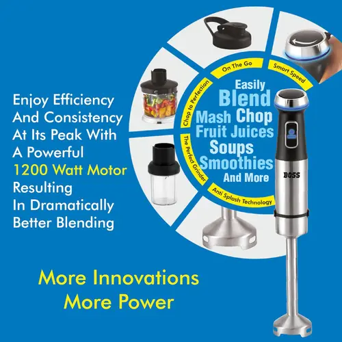 Boss Stellar B140 Hand Blender with 1200W, Two Speed Control (Black)