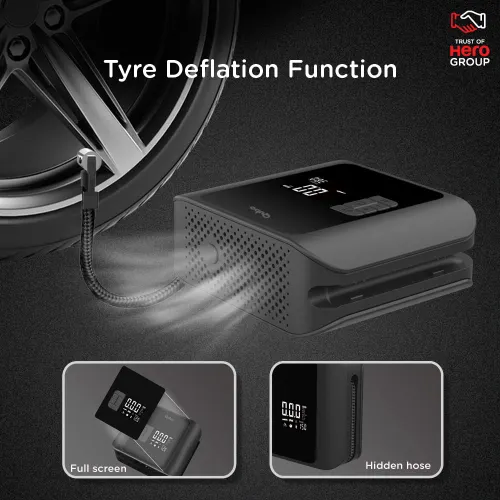 Qubo Smart Tyre Pressure Inflator Pro with 150 PSI Air Pressure, 5 Smart Modes, Auto Cut Off, Pre-Set Pressure (Black)