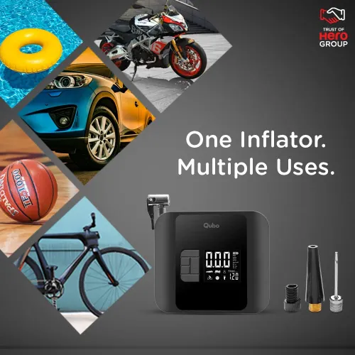Qubo Smart Tyre Pressure Inflator Pro with 150 PSI Air Pressure, 5 Smart Modes, Auto Cut Off, Pre-Set Pressure (Black) 5 Qubo Smart Tyre Pressure Inflator Pro with 150 PSI Air Pressure, 5 Smart Modes, Auto Cut Off, Pre-Set Pressure (Black)