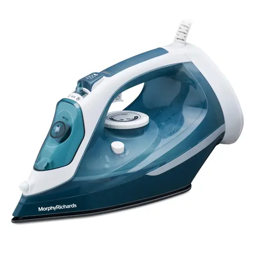 Morphy Richards Turbo Steam 2200W Steam Iron with 320ml Water Tank | Easy Grip Handle | Anti-calc & Anti-Drip (White and Sage Green)