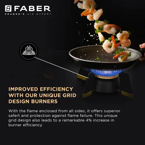 Faber Magiclift Hobtop with 4 Burners, Premium Knobs Controls, Flame Failure Device, Cast Iron Pan Support (Black) 6 Faber Magiclift Hobtop with 4 Burners, Premium Knobs Controls, Flame Failure Device, Cast Iron Pan Support (Black)