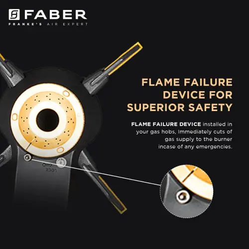 Faber Magiclift Hobtop with 4 Burners, Premium Knobs Controls, Flame Failure Device, Cast Iron Pan Support (Black) 7 Faber Magiclift Hobtop with 4 Burners, Premium Knobs Controls, Flame Failure Device, Cast Iron Pan Support (Black)