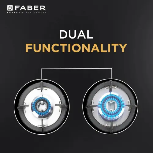 Faber Superia Hob with 4 Brass Burners, Toughened Black Glass, Black Enameled Pan Support (Black) 5 Faber Superia Hob with 4 Brass Burners, Toughened Black Glass, Black Enameled Pan Support (Black)
