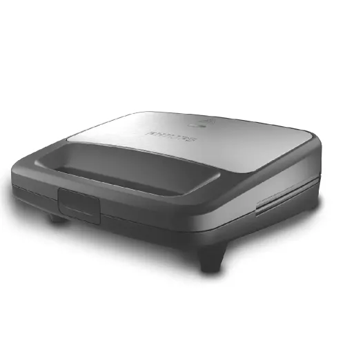 Philips Viva Collection Sandwich Maker with Non-stick Plates, Secured Locking Mechanism, Light Indicator (Metallic Black,, HD2288/00)