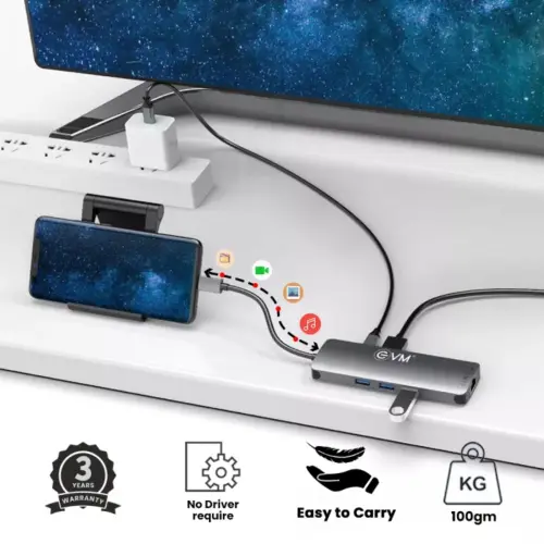 EVM 9 In 1 Multiport Docking Station with 7 Port USB Hub, Supports Portable Phone Connection, Brings More 6 EVM 9 In 1 Multiport Docking Station with 7 Port USB Hub, Supports Portable Phone Connection, Brings More