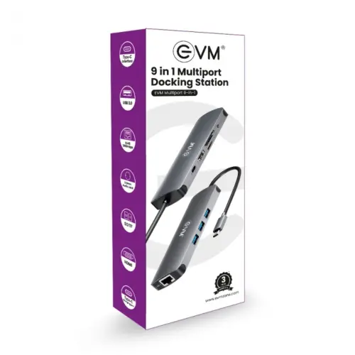 EVM 9 In 1 Multiport Docking Station with 7 Port USB Hub, Supports Portable Phone Connection, Brings More 7 EVM 9 In 1 Multiport Docking Station with 7 Port USB Hub, Supports Portable Phone Connection, Brings More