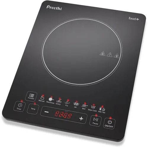 Preethi Excel Plus 117 Induction Cooktop with Large Heating Base, 7 Preset Menu, 1600 W (IC 117)